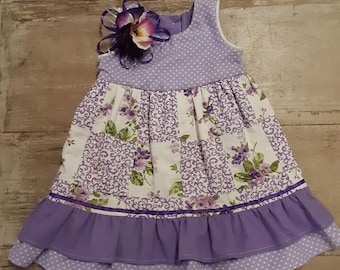 Patchwork Dress w/Floral Accessory