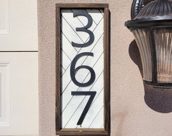 Diagonal Etched Wood Address Sign* Diagonal Line Address Sign* Framed House Number Sign* House Plaque* Housewarming Gift* Christmas Gift*