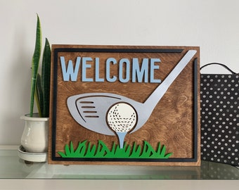 Welcome Golf Sign* Wooden Farmhouse Sign* Housewarming Gift* Neighbor Gift* Christmas Gift*