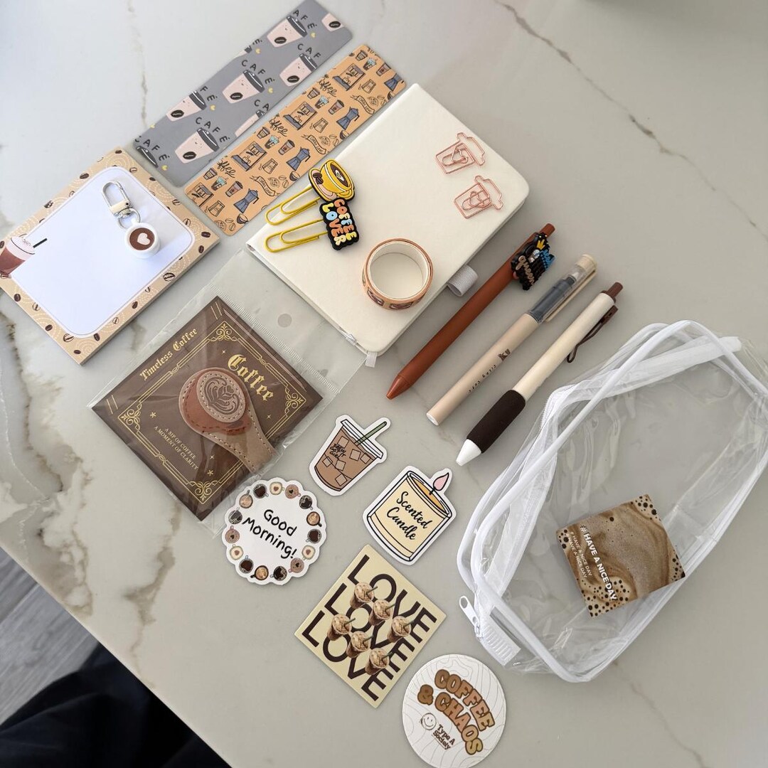 Coffee Themed Stationery Bundle | Type A Planner Kit, Desk Organization ...