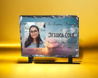 Eternal Remembrance - Personalized Memorial Photo Rock Slate, Sympathy Gift, In Loving Memory