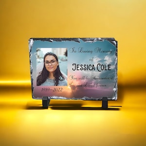 Eternal Remembrance - Personalized Memorial Photo Rock Slate, Sympathy Gift, In Loving Memory