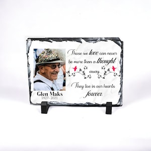 Eternal Memories - Memorial Plaque, Sympathy Gift, Celebration of Life, Rest In Peace, Personalized Remembrance Photo Rock Slate.