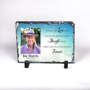 Eternal Memories - Memorial Gift Plaque, Sympathy Gift, Celebration of Life Gift, Rest In Peace, Personalized Remembrance Photo Rock Slate.