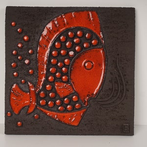 Wall ceramic Katharina Bläser ca 1970s studio wall tile wall hanging mcm mid century made in Germany wall plaque ceramic