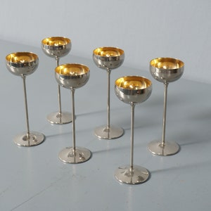 6 x Vintage Liqueur Goblet Liqueur Glass Goblet Metal Goblet Art Nouveau