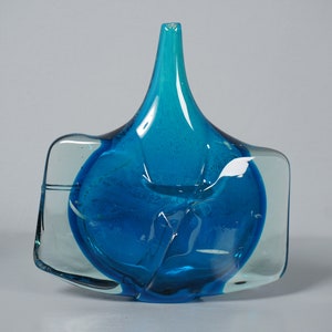 Vintage MDINA glass vase fish vase Michael Harris Malta 80s