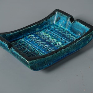 Vintage Bitossi Ashtray 60s 70s Aldo Londi Rimini Blu Italy