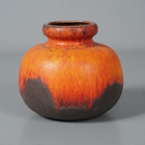 Scheurich 284-15 Vase Fat Lava – West German Keramik Vintage Orange Braun – Mid Century Deko Sammlerstück