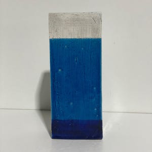 Jarrón Bitossi azul y blanco vintage, años 60 y 70, cerámica italiana de mediados de siglo, estudio de cerámica.