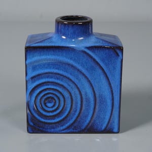 Vintage STEULER Vase Cari Zalloni Zyklon 191-15 West German Pottery blue 70s