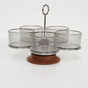 Vintage LÜTHJE Denmark Teak Rondell Ménage teak bowls snack bowls 60s 70s 60s 70s snack serving mid century turntable