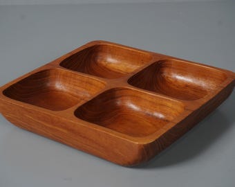 ヴィンテージ Dansk チーク材 仕切り付きサービングトレイ