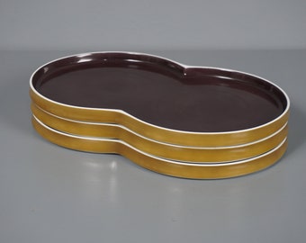 Vintage Plate Platter Block Germany Arzberg Chromatics Gold Brown Gerald Gulotta