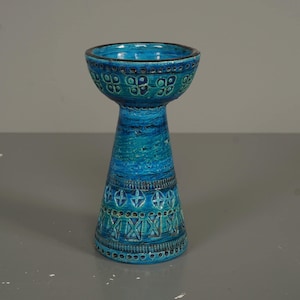 Bitossi Aldo Londi Vintage Kandelaar Rimini Blauw Jaren 60 Keramiek
