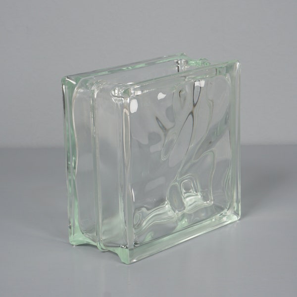 Glass block vase 70s vintage