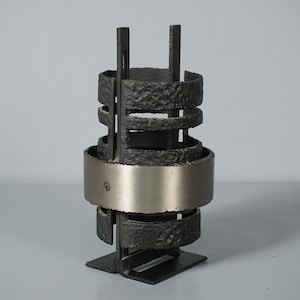 Vintage candlestick Poul Havgaard Denmark candlestick cast iron and steel 60s 70s Brutalist
