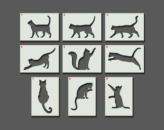 Cat Stencils - Reusable Stencils for Wall Art, Home Décor, Painting, Art & Craft, Size and Style options - A6, A5, A4, A3, A2