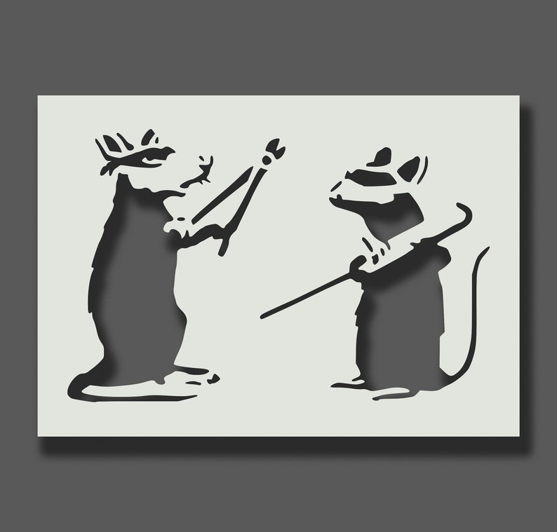 Banksy Rat Stencils Part 3 Reusable Stencils for Wall Art, Home Décor, Painting, Art & Craft, Size options A6, A5, A4, A3, A2 Burglar Rats