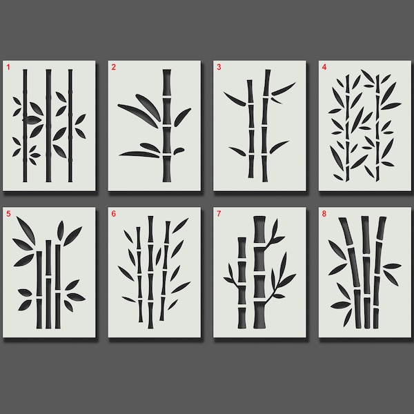 Bamboo Plant Stencils - Reusable Stencils for Wall Art, Home Décor, Painting, Art & Craft, Size and Style options - A6, A5, A4, A3, A2