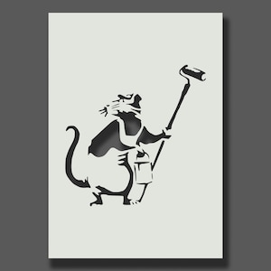 Banksy Rat Stencils Part 2 Reusable Stencils for Wall Art, Home Décor, Painting, Art & Craft, Size options A6, A5, A4, A3, A2 Painter Rat