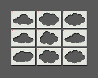 Cloud Stencils Part 1 - Reusable Stencils for Wall Art, Home Décor, Painting, Art & Craft, Size and Style options - A6, A5, A4, A3, A2