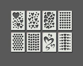 Heart Stencils - Reusable Stencils for Wall Art, Home Décor, Painting, Art & Craft, Size and Style options - A6, A5, A4, A3, A2