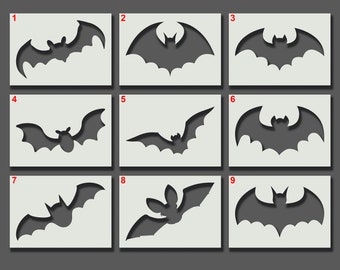 Bat Stencils - Reusable Stencils for Wall Art, Home Décor, Painting, Art & Craft. Halloween/Vampire Bats. Size options A6, A5, A4, A3, A2