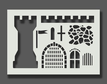 Castle Stencil - Make your own Castle Reusable Stencils for Wall Art, Home Décor, Painting, Art & Craft. Size options - A5, A4, A3, A2
