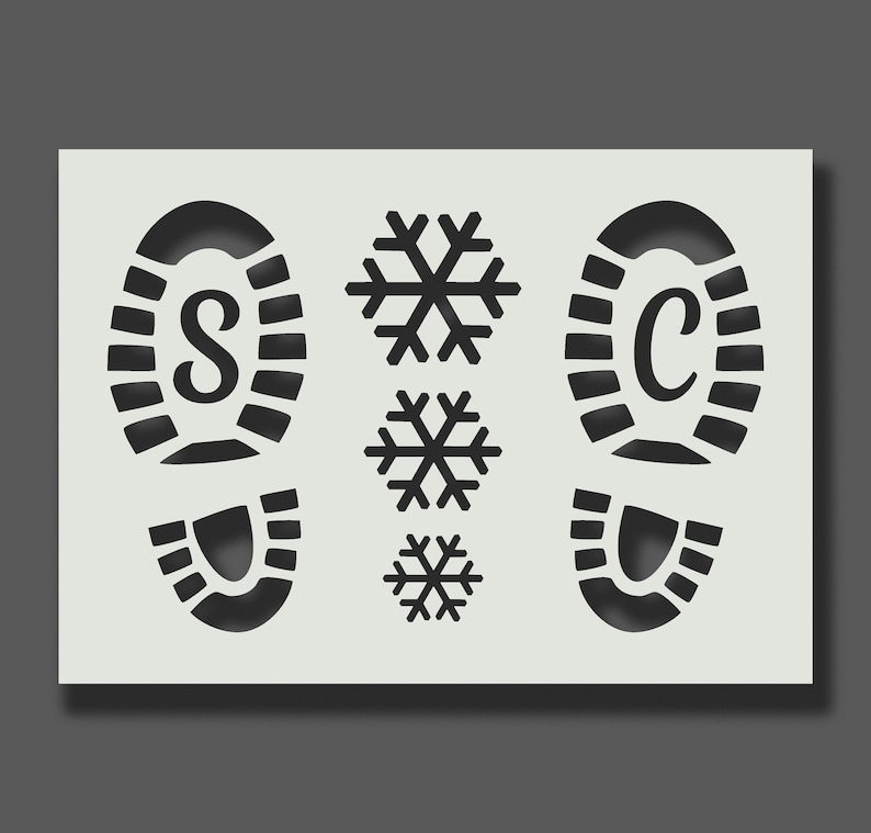 Santa Footprints / Boots Stencil Reusable Stencil. Christmas, Snowflake