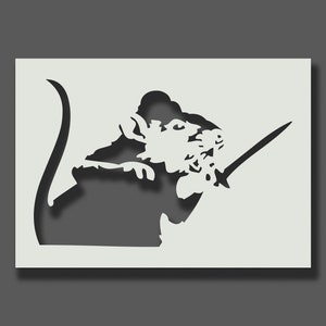 Banksy Rat Stencils Part 3 Reusable Stencils for Wall Art, Home Décor, Painting, Art & Craft, Size options A6, A5, A4, A3, A2 Sword Rat