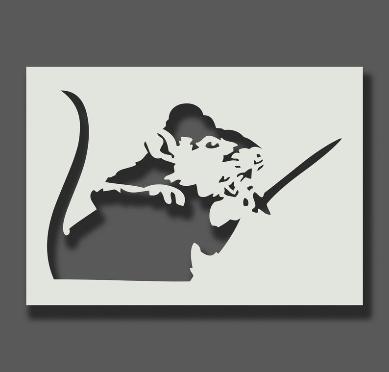 Banksy Rat Stencils Part 3 Reusable Stencils for Wall Art, Home Décor, Painting, Art & Craft, Size options A6, A5, A4, A3, A2 Sword Rat