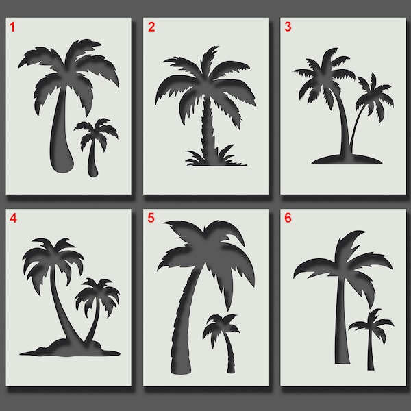 Palm Trees Stencils - Reusable Stencils for Wall Art, Home Décor, Painting, Art & Craft, Size and Style options - A6, A5, A4, A3, A2