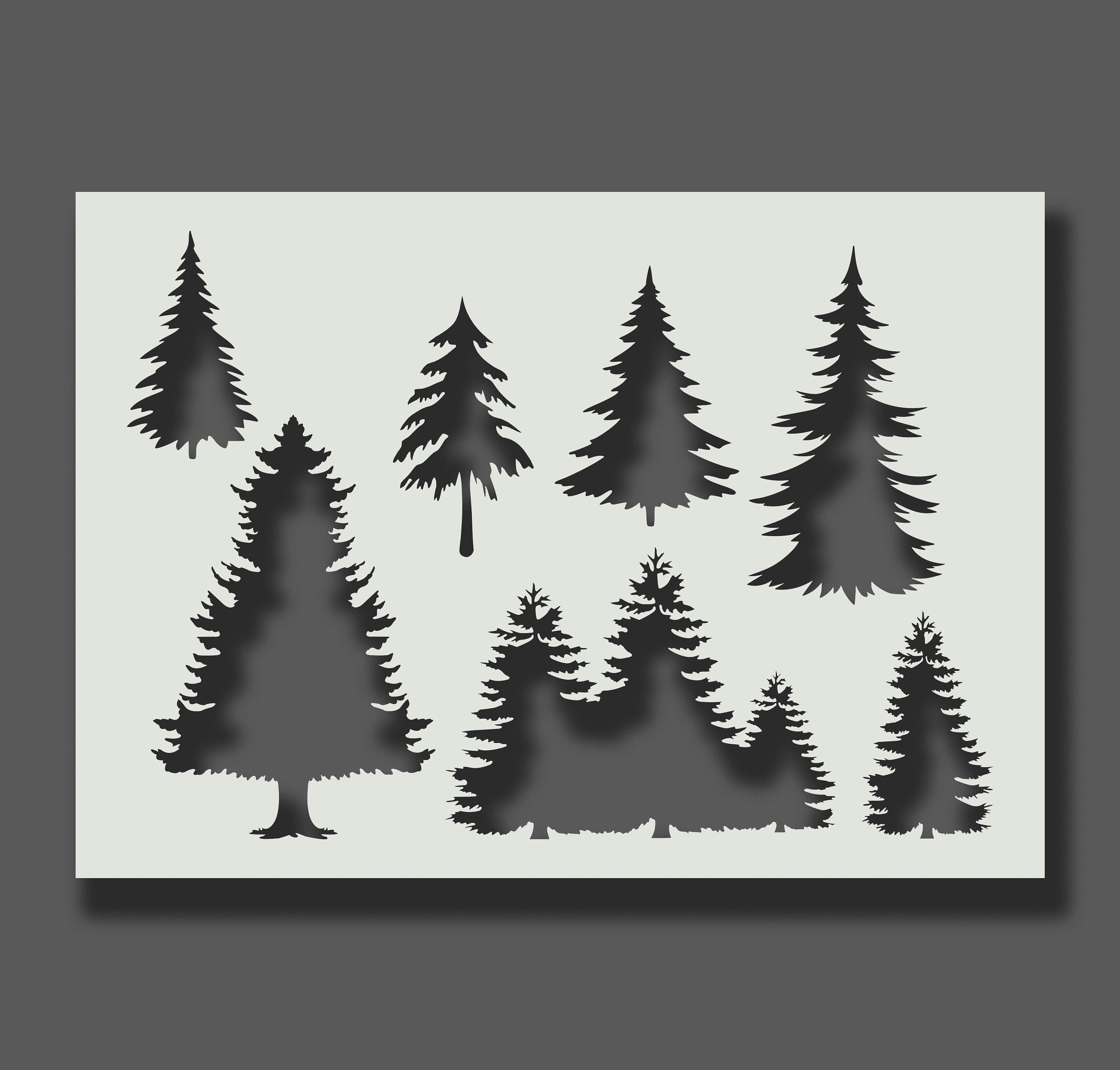 Pine Trees Stencil - Reusable Stencils for Wall Art, Home Décor, Painting,  Art & Craft, Size options - A4, A3, A2