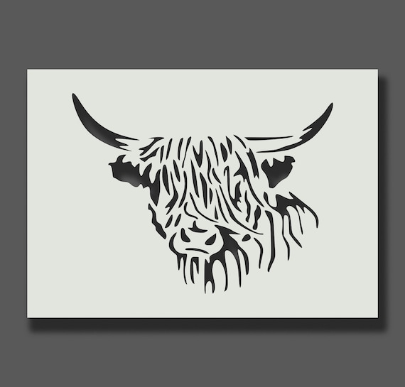 Shabby Chic Rustic Highland Cow Mylar Airbrush Painting Wall Art Crafts Stencil-XL