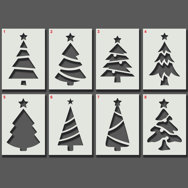 Christmas Tree Stencils - Reusable Stencils for Wall Art, Home Décor, Painting, Art & Craft, Size and Style options - A6, A5, A4, A3, A2