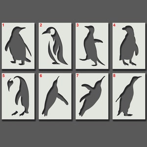 Penguin Stencils - Reusable Stencils for Wall Art, Home Décor, Painting, Art & Craft, Size and Style options - A6, A5, A4, A3, A2