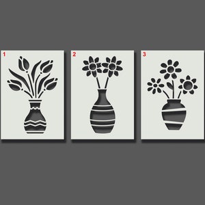 Flowers in Vase Stencils - Reusable Stencils for Wall Art, Home Décor, Painting, Art & Craft, Size options - A6, A5, A4, A3, A2