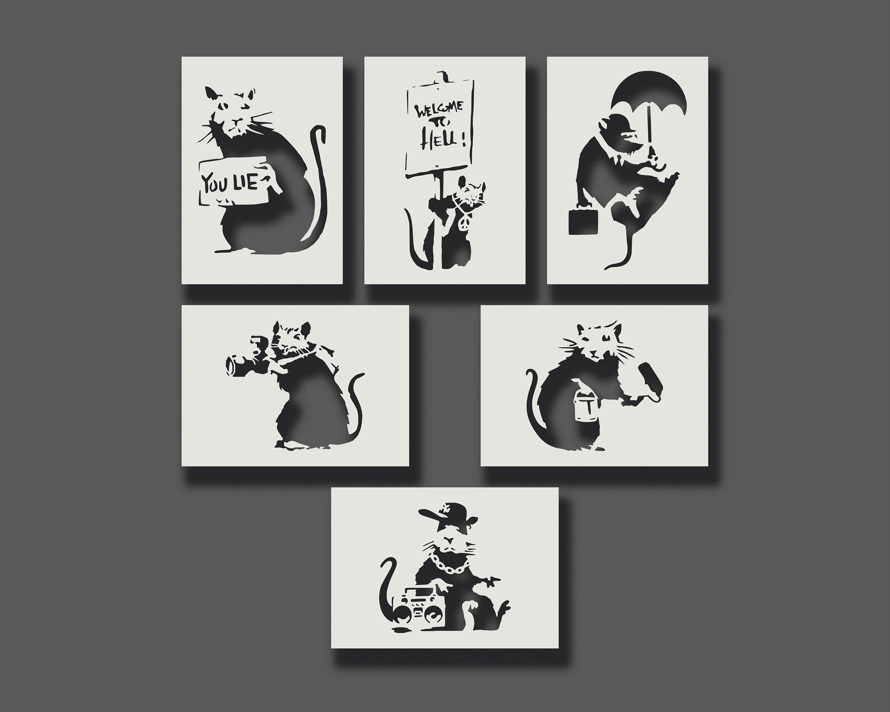 Banksy Rat Stencils Part 1 Reusable Stencils for Wall Art | Etsy UK