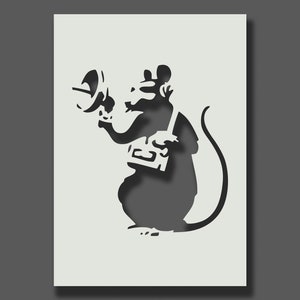 Banksy Rat Stencils Part 2 Reusable Stencils for Wall Art, Home Décor, Painting, Art & Craft, Size options A6, A5, A4, A3, A2 Listening Rat