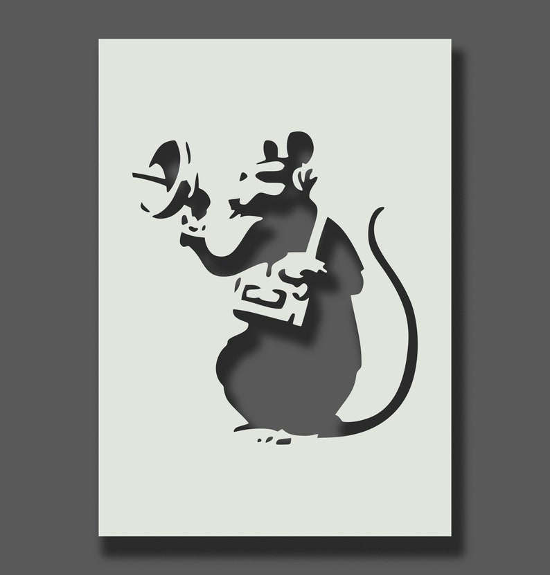 Banksy Rat Stencils Part 2 Reusable Stencils for Wall Art, Home Décor, Painting, Art & Craft, Size options A6, A5, A4, A3, A2 Listening Rat