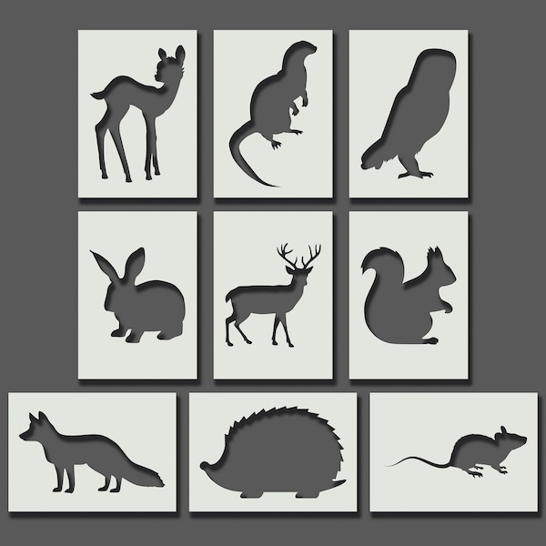 British Wildlife Stencils Part 2 - Reusable Stencils for Wall Art, Home Décor, Painting, Art & Craft, Size/Style options A6, A5, A4, A3, A2