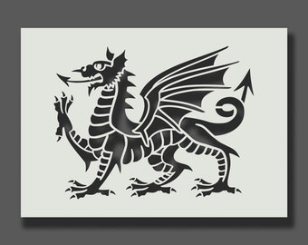 Welsh Dragon Stencil - Reusable Stencils for Wall Art, Home Décor, Painting, Art & Craft, Size options A4, A3, A2