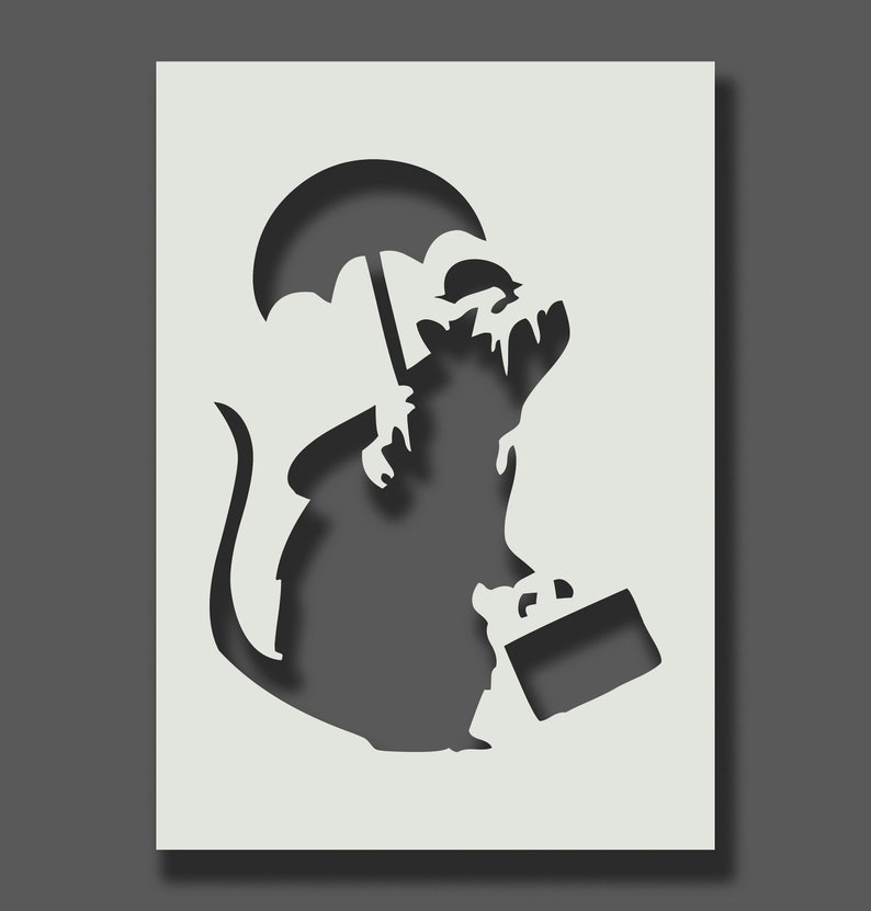 Banksy Rat Stencils Part 2 Reusable Stencils for Wall Art, Home Décor, Painting, Art & Craft, Size options A6, A5, A4, A3, A2 Business Rat