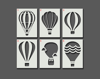 Hot Air Balloon Stencils Part 1 - Reusable Stencils for Wall Art, Home Décor, Painting, Art & Craft, Size/Style options - A6, A5, A4, A3, A2