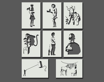 Banksy Stencils - Part 2 - Reusable Stencils for Wall Art, Home Décor, Painting, Art & Craft, Size and Style options A6, A5, A4, A3, A2