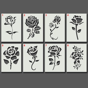 GORGECRAFT Large Rose Flower Stencils Template 11.8x11.8 Inch Square  Stencil for Valentine's Day Painting on Wood Wall Tile Floor Canvas  Scrapbook
