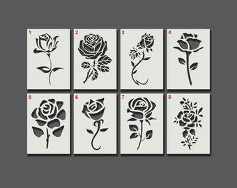 Rose Stencils - Reusable Stencils for Wall Art, Home Décor, Painting, Art & Craft, Size options - A6, A5, A4, A3, A2