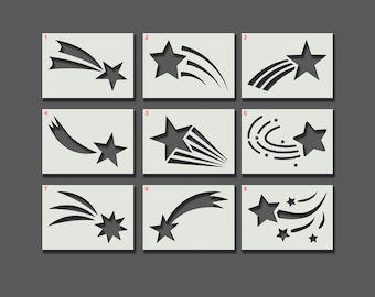 Shooting Stars Stencils - Reusable Stencils for Wall Art, Home Décor, Painting, Art & Craft, Size options A6, A5, A4, A3, A2