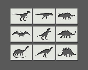 Dinosaur Stencils - Reusable Stencils Wall Art, Home Décor, Painting, Art & Craft. Jurassic. Size and Style options A6, A5, A4, A3, A2